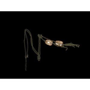 Funky Gemmed Chain Tassel Gold Tone Necklace